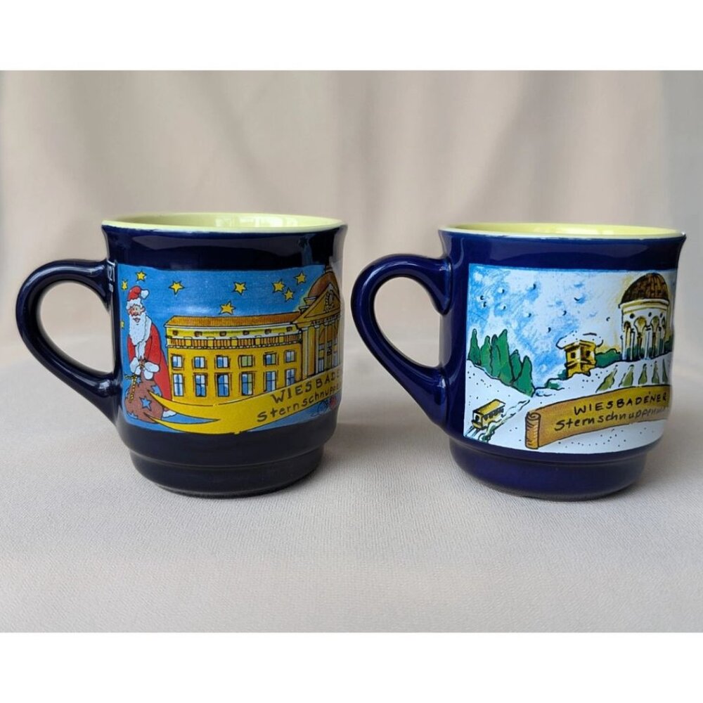 MOHABA-GLAS Mugs Set of 2 Wiesbadener Sternschnuppenmarkt Germany Christmas 8 oz